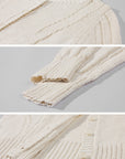 Rase le sol Openwork Pointelle Knit Button-Front Slim Long Sleeve Cardigan