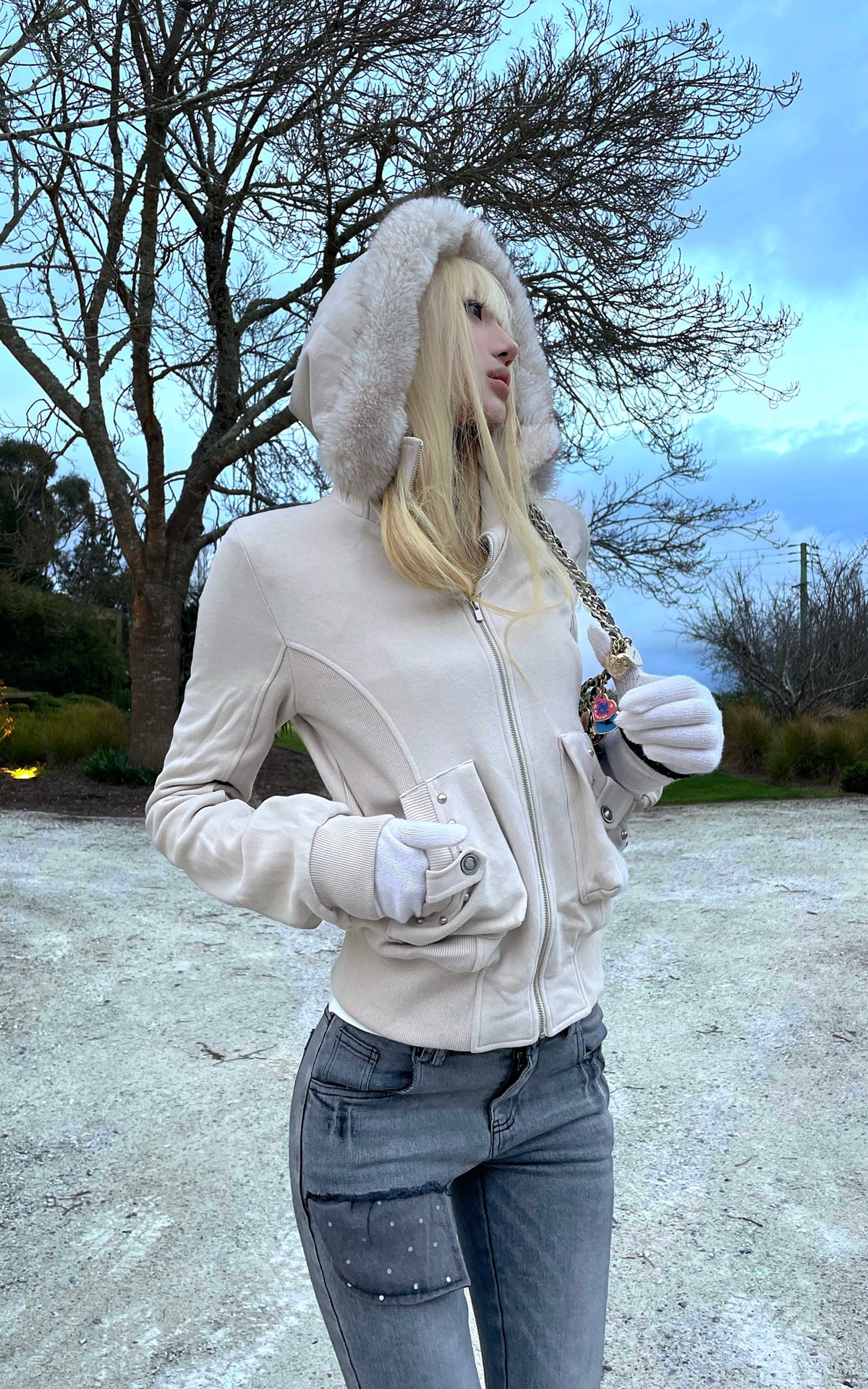 Rase le sol Fur-Trimmed Sculpted Hooded Jacket