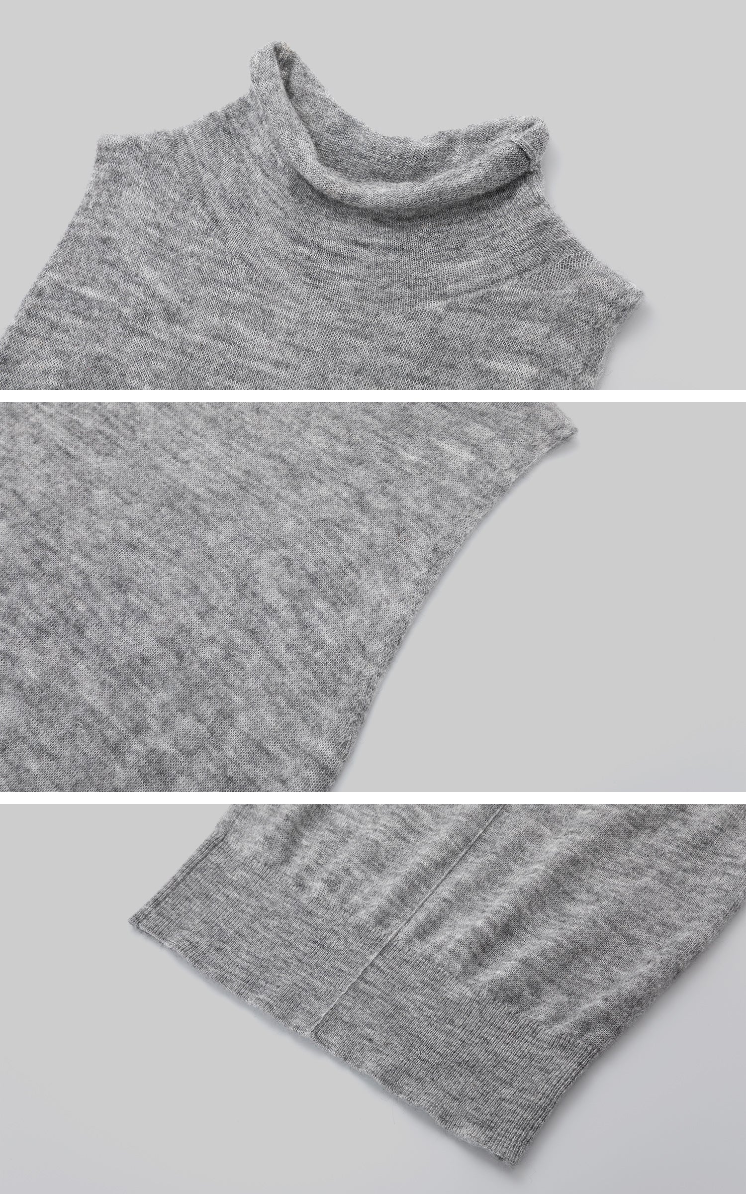 IAMXIAA 브이넥 니트 스웨터 &amp; 하이넥 베스트 레이어드 세트