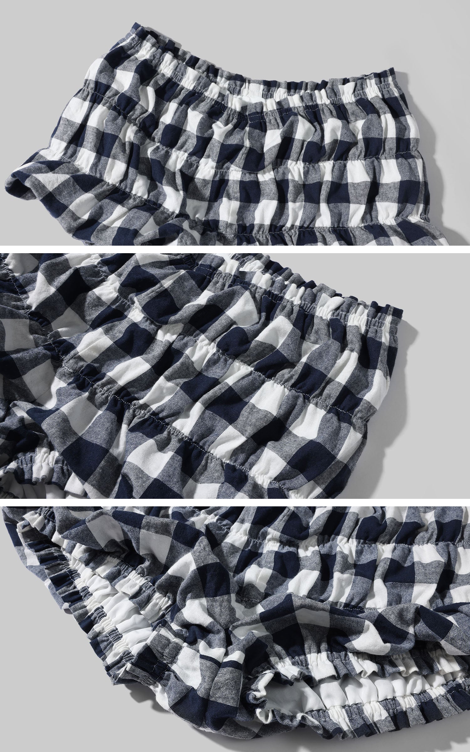 WARDEN EDGE Gingham Bubble Mini Shorts