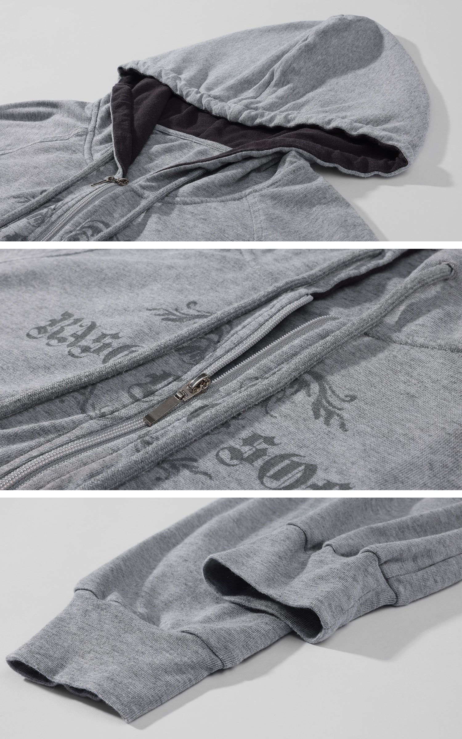 Rase le sol Sweat à capuche zippé imprimé &amp; Ensemble pantalon de survêtement à jambe large