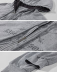 Rase le sol Sweat à capuche zippé imprimé & Ensemble pantalon de survêtement à jambe large