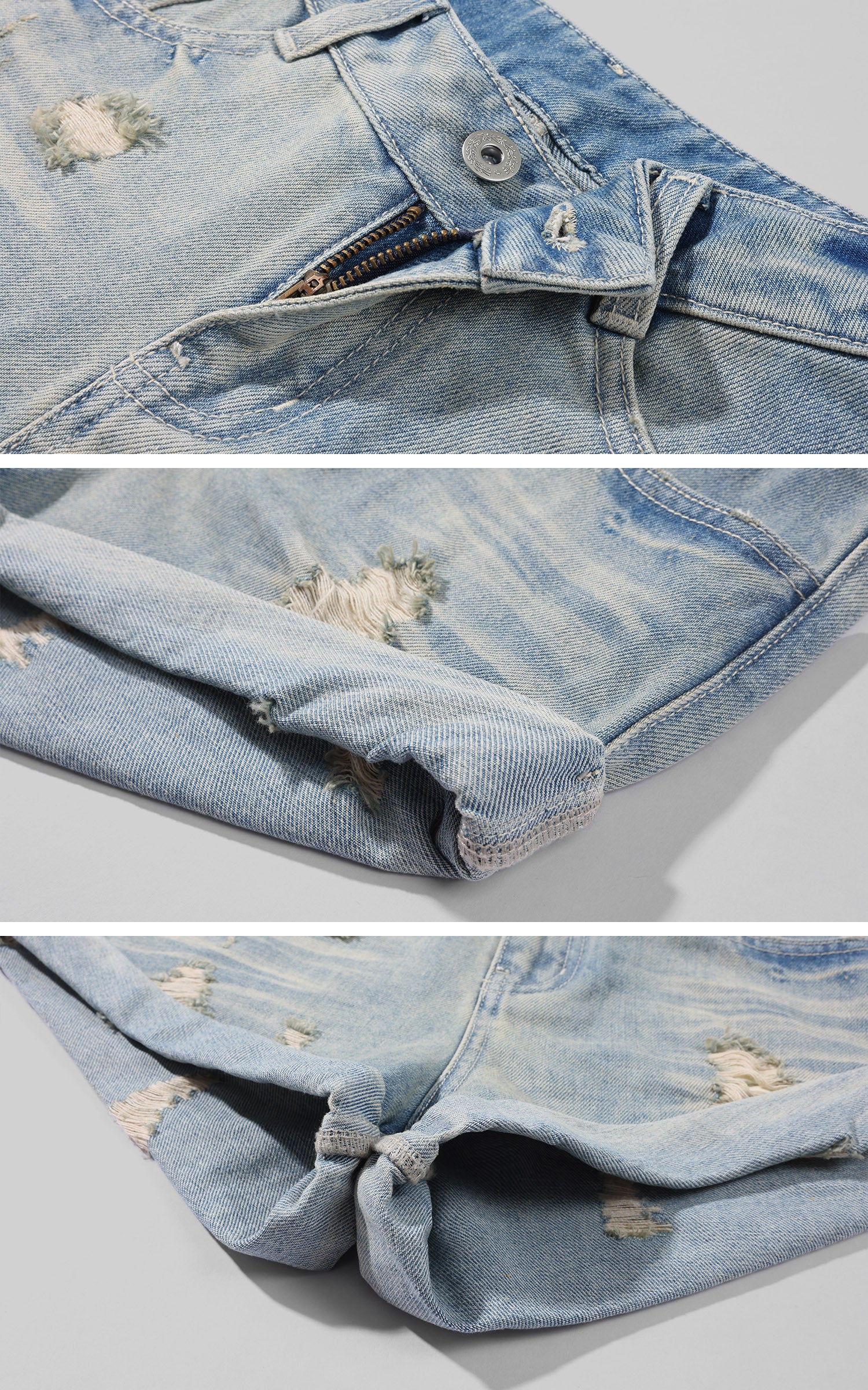 WARDEN EDGE Lace Ribbed Tank Top &amp; Distressed Denim Shorts Set