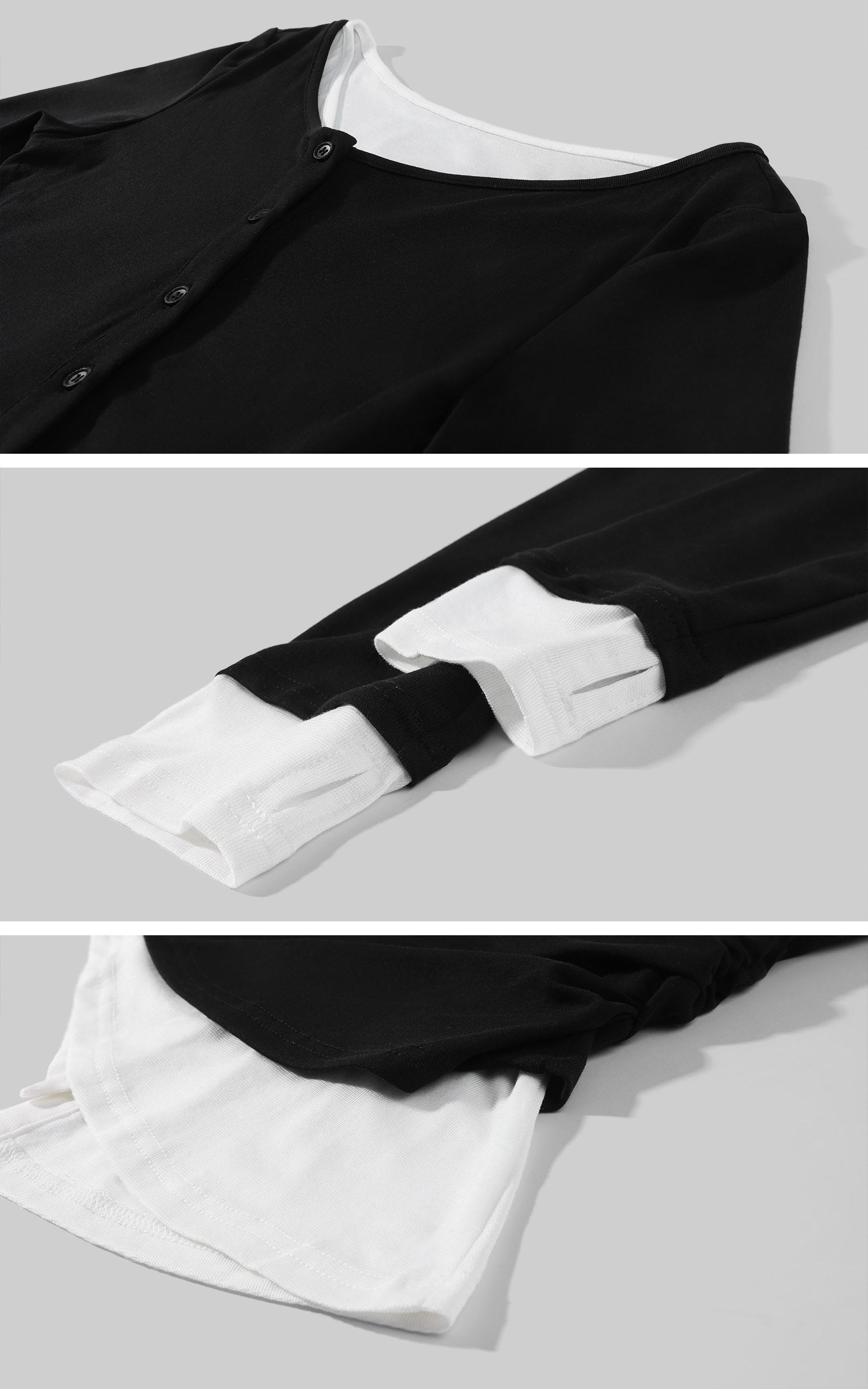 WARDEN EDGE Asymmetric Layered Button Long Sleeve Top