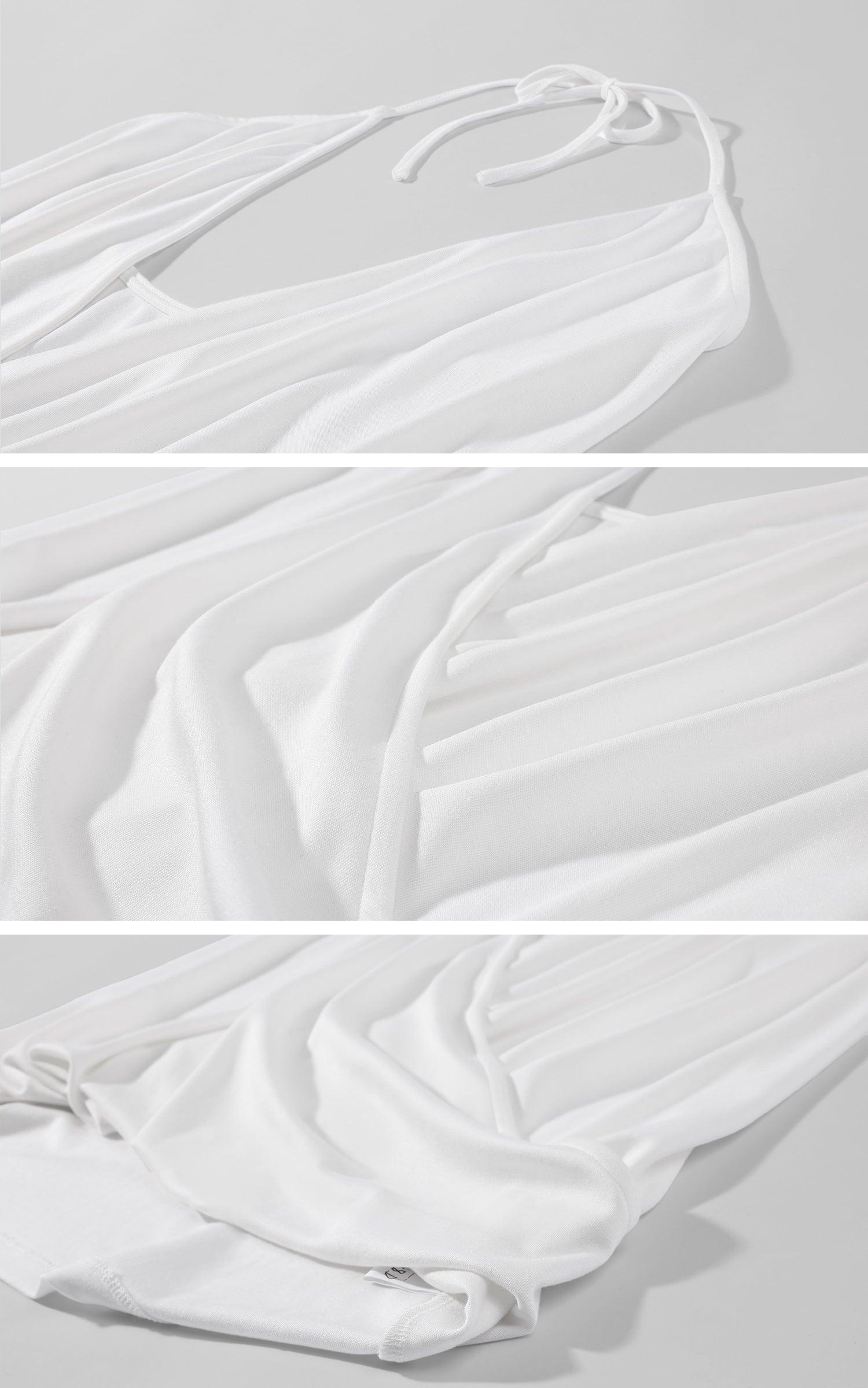 0122stepll Haut halter drapé blanc