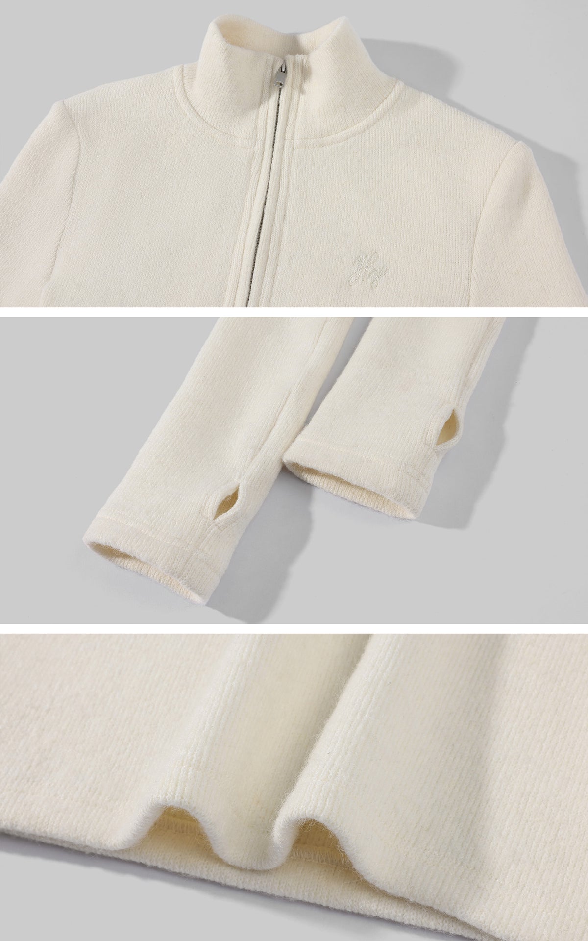 Hydrae Fitted Half-Zip Knit Top with Thumbholes