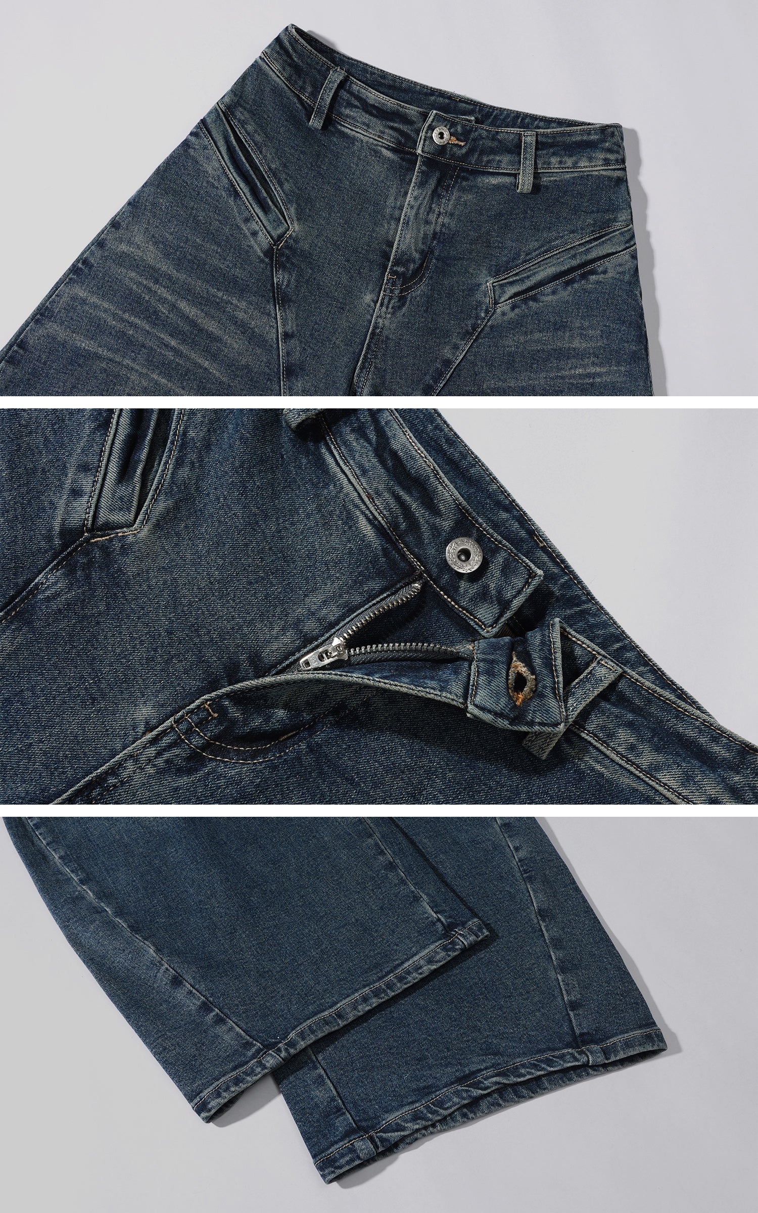 WARDEN EDGE 데님 뷔스티에와 와이드 팬츠 세트