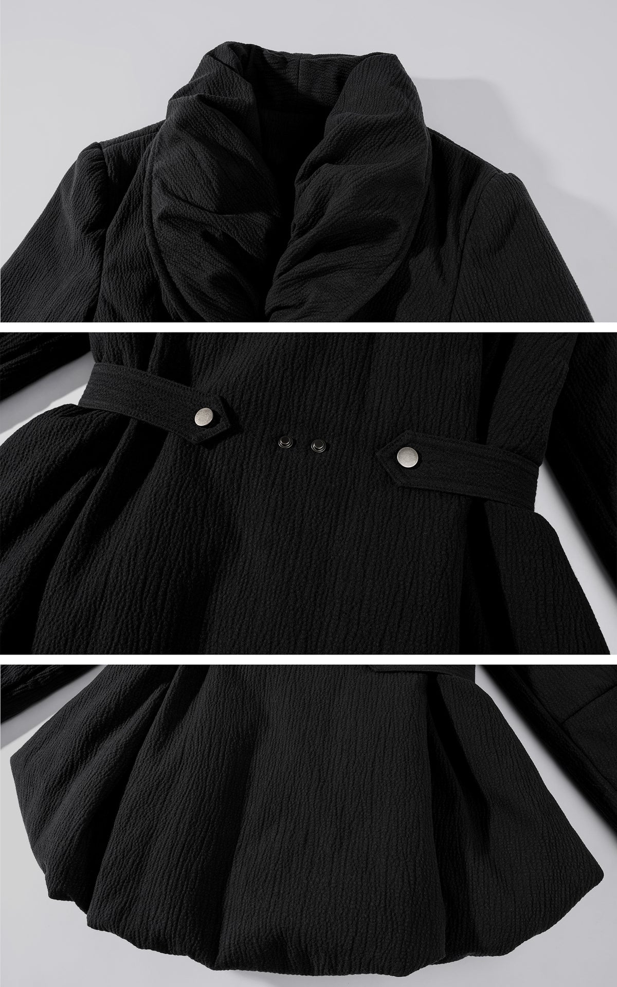 Rase le sol Sculpted Waist Draped Collar Puffer Jacket