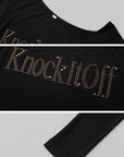 IAMXIAA Knock It Off Studded One-Shoulder Long Sleeve Tee
