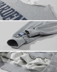 WARDEN EDGE Sweat-shirt surdimensionné graphique universitaire à épaules dénudées déstructuré