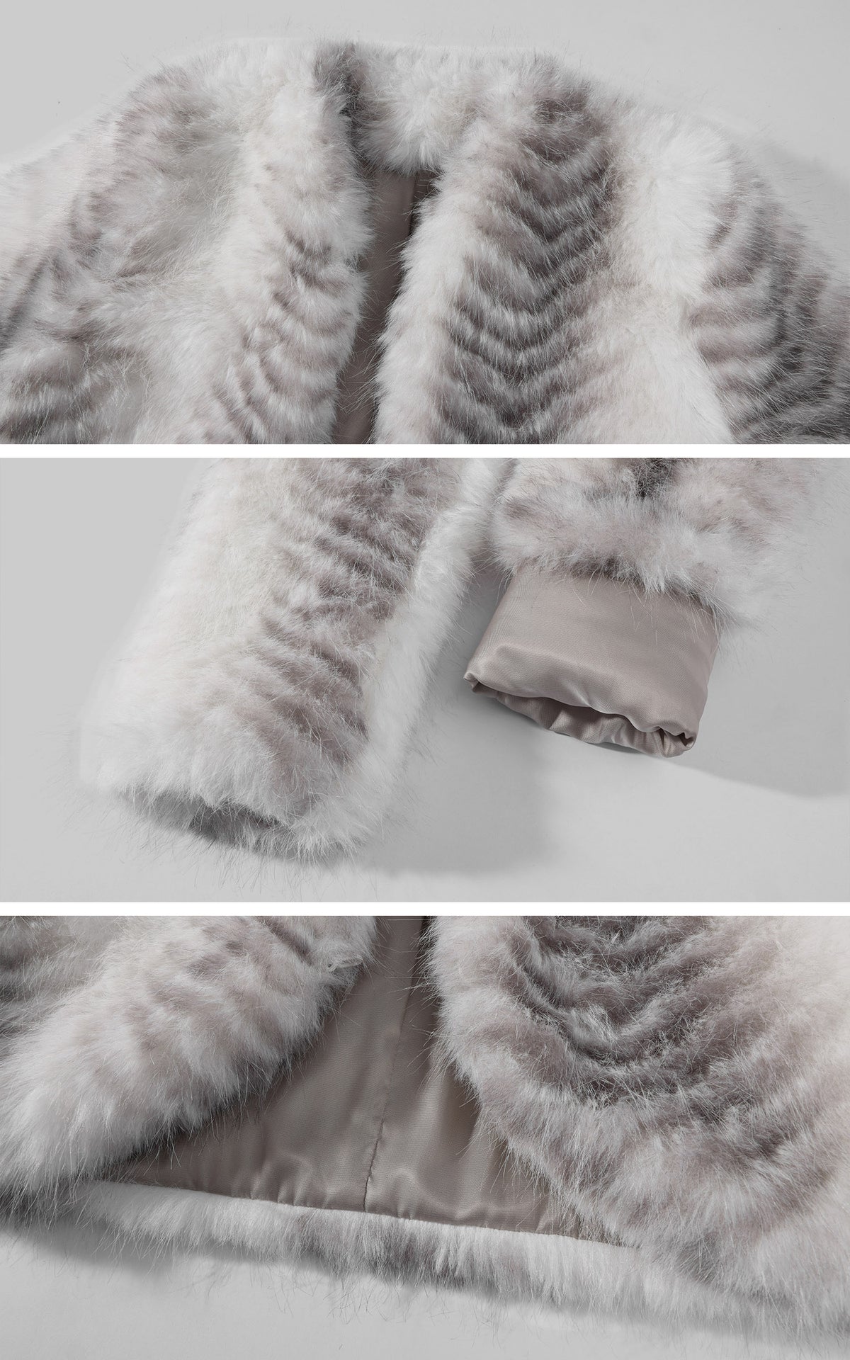 ROVENTE Plush Striped Cropped Bolero Jacket with Curved Front &amp; Long Sleeves