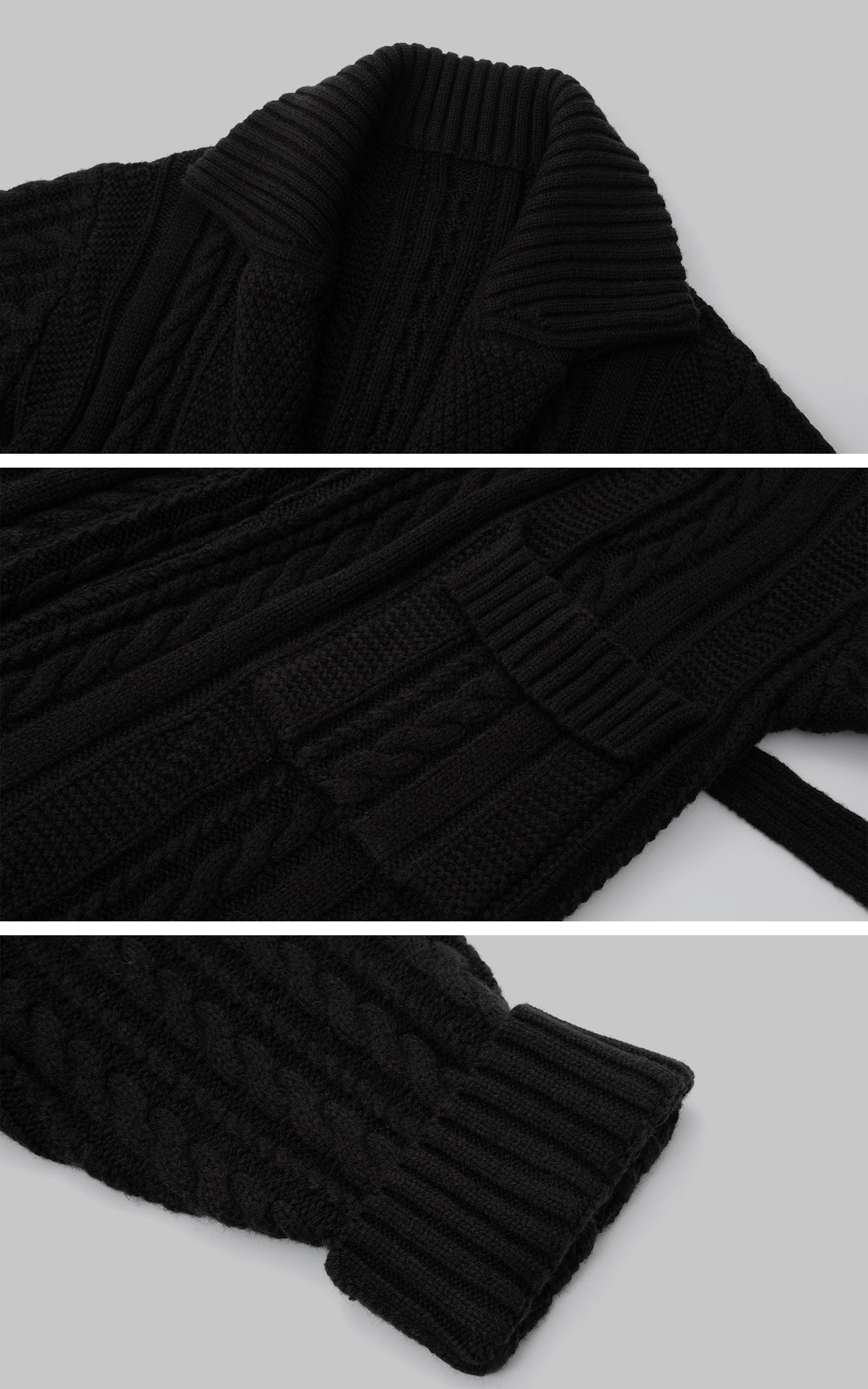 IAMXIAA ベルト付きのチャンキー ニット マキシ カーディガンとオーバーサイズ フィット