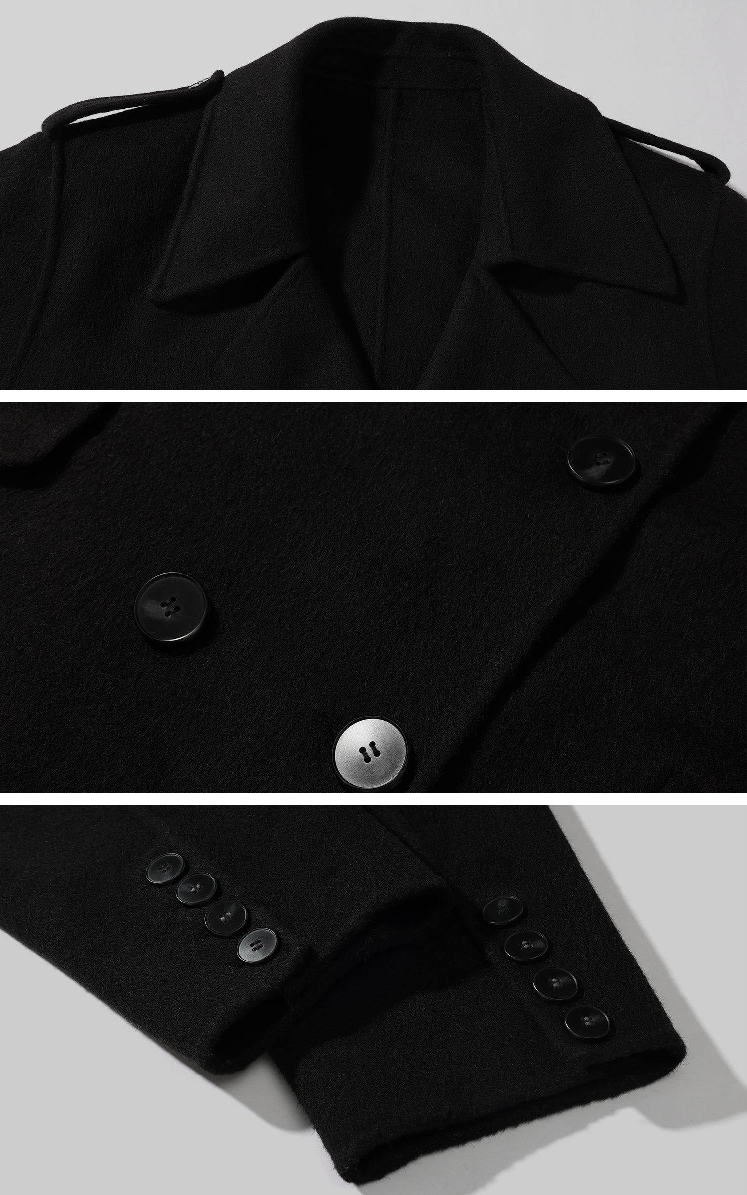 WARDEN EDGE Double Breasted Wool Coat with Belt