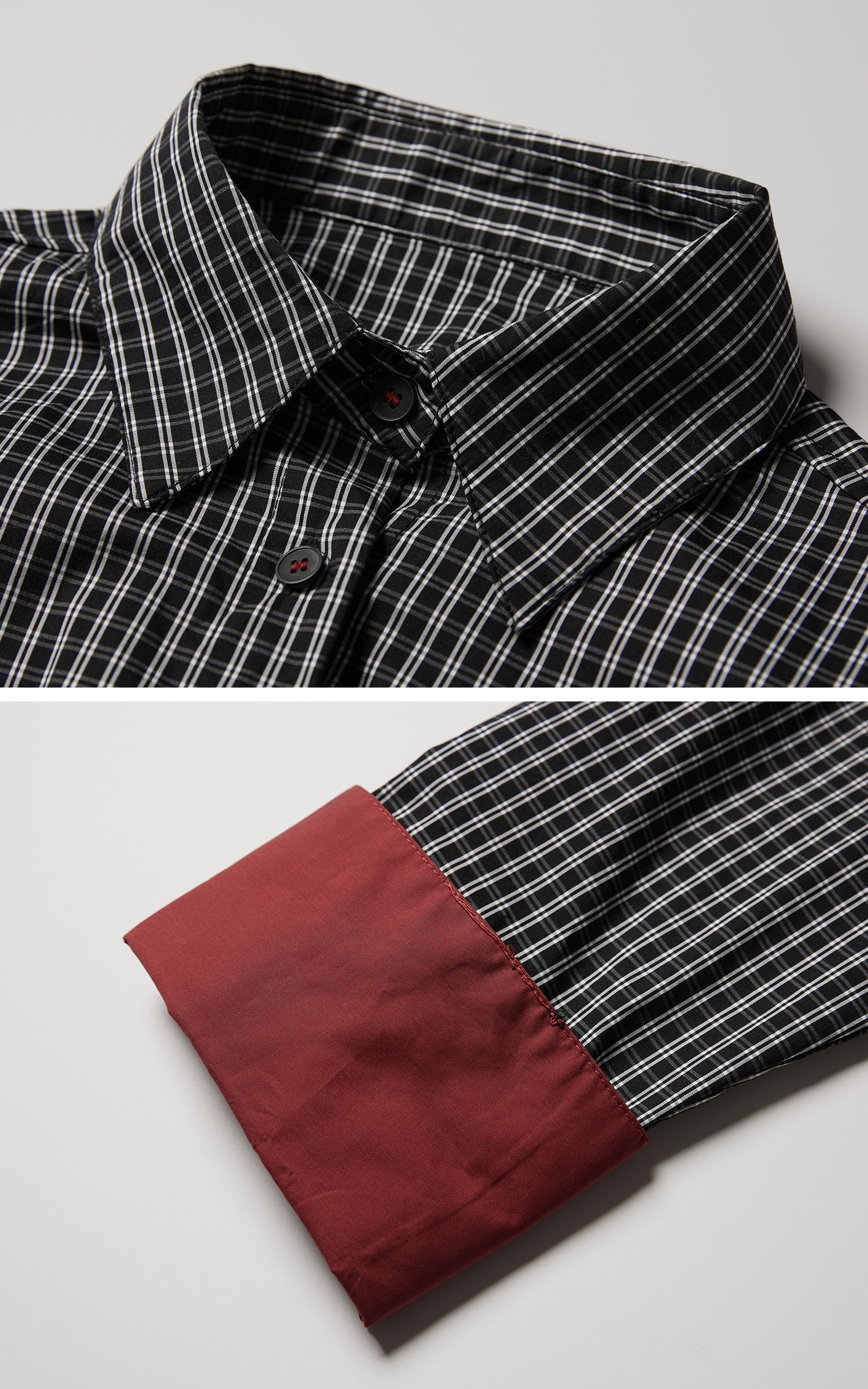 DOINDULGE Oversized Contrast Cuff Checked Shirt