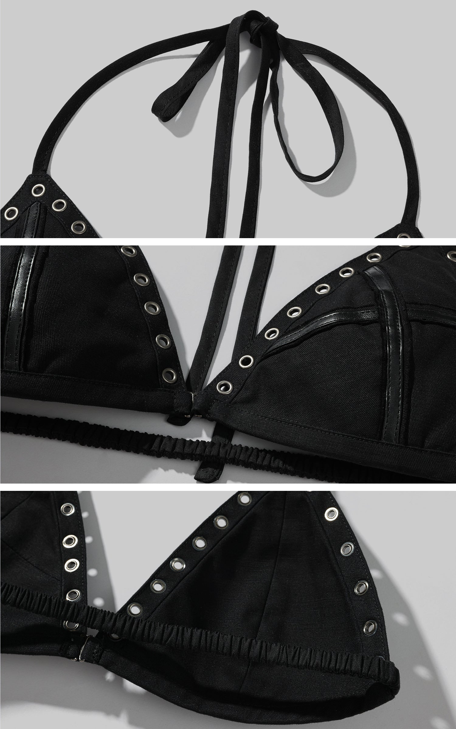 Low pixel Haut de soutien-gorge triangle à col licou clouté