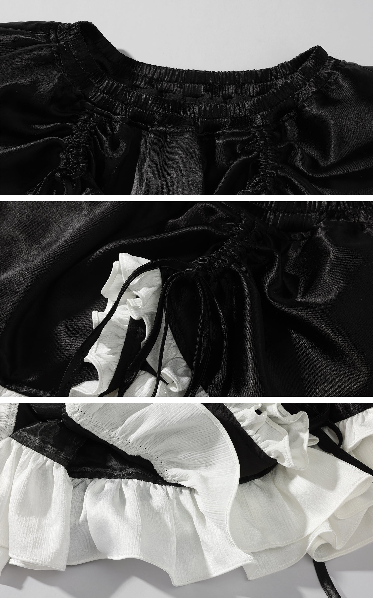 Rase le sol Black Layered Skirt with Ruffled Trim