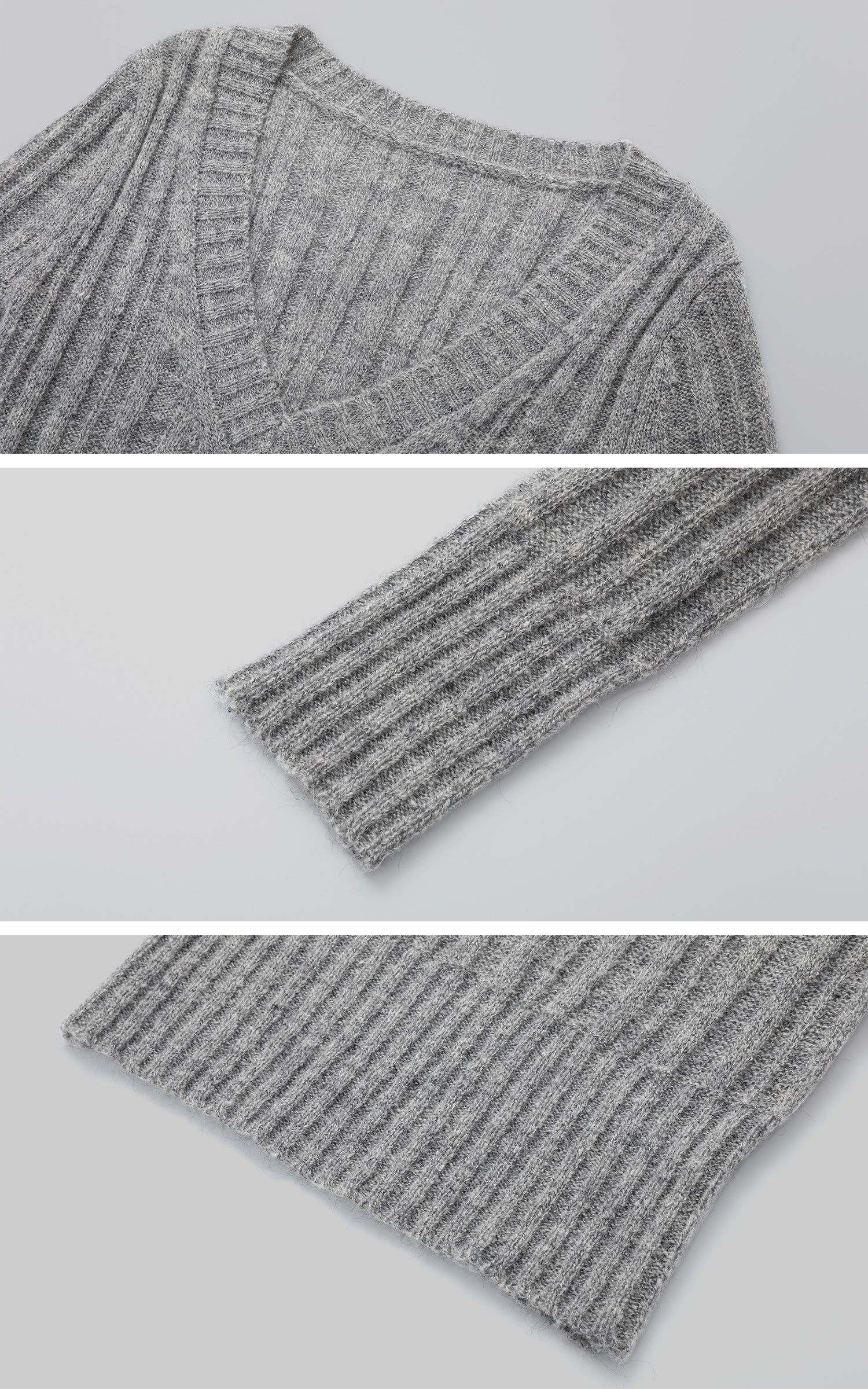 Haut en maille côtelée à col en V ajusté