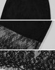 0122stepll Sheer Floral Lace Panel Low Rise Midi Skirt