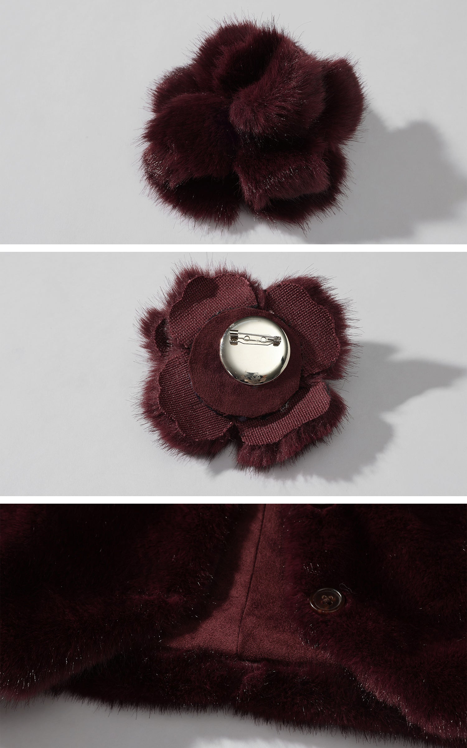 ROVENTE Faux Fur Vest with Detachable Flower