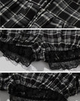 WARDEN EDGE Plaid Lace Trim Layered Mini Skirt