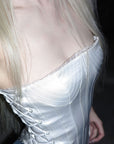 Rase le sol Satin Corset Top with Gloss Finish - PINKPARKS