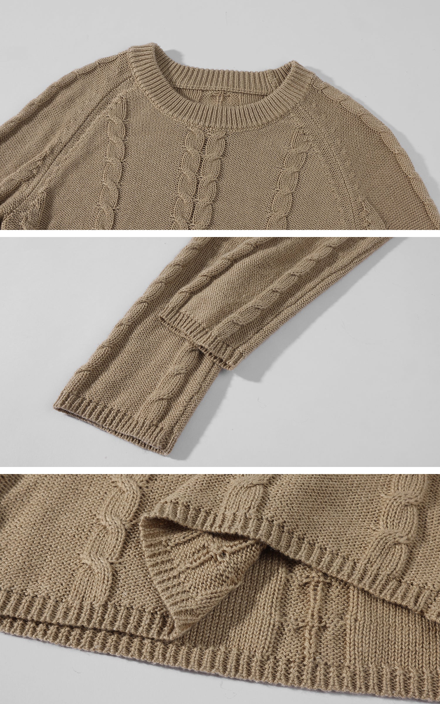 ROVENTE Cable-Knit Cropped Sweater
