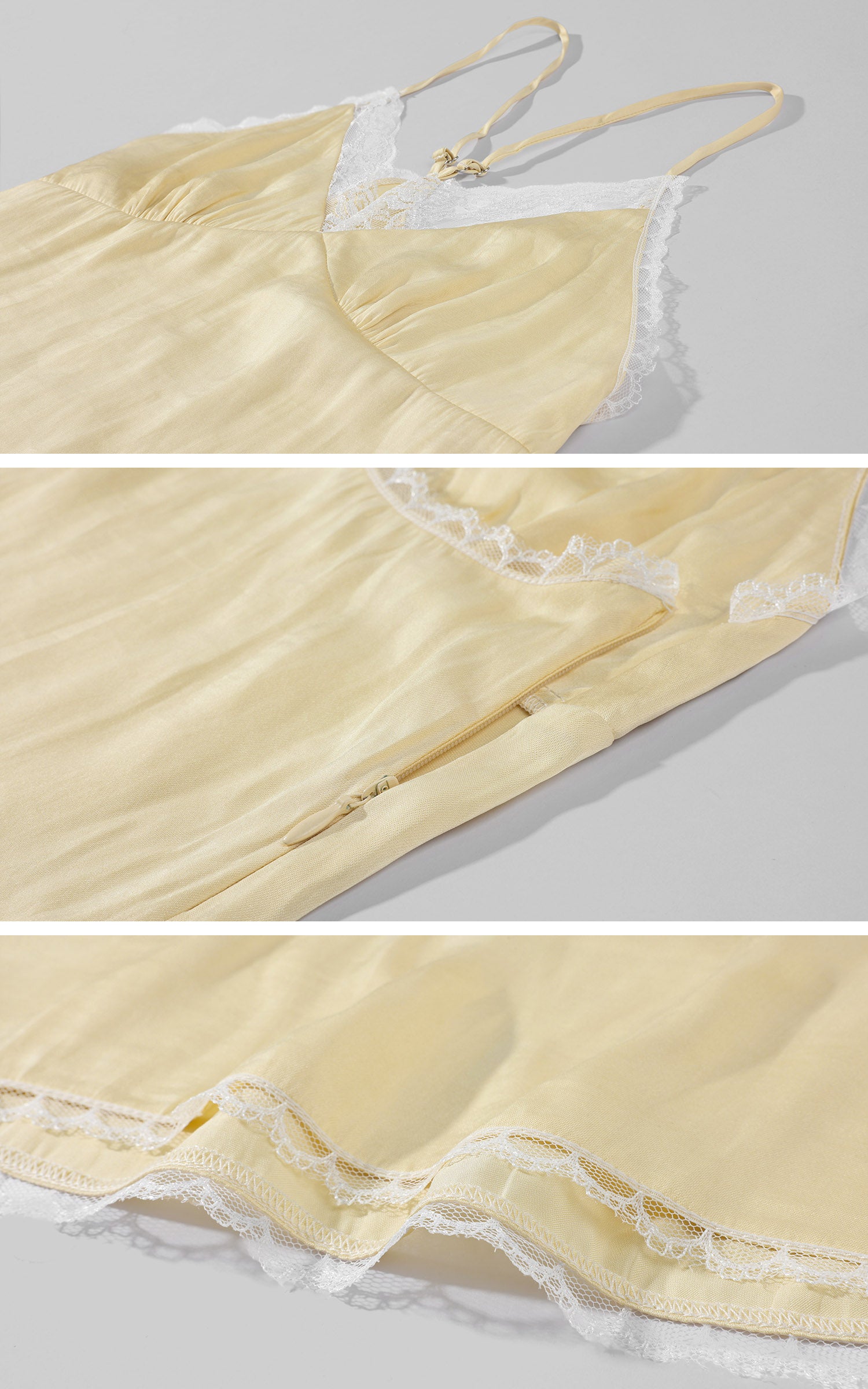 ROVENTE Lace Trim Ruched Satin Camisole Top