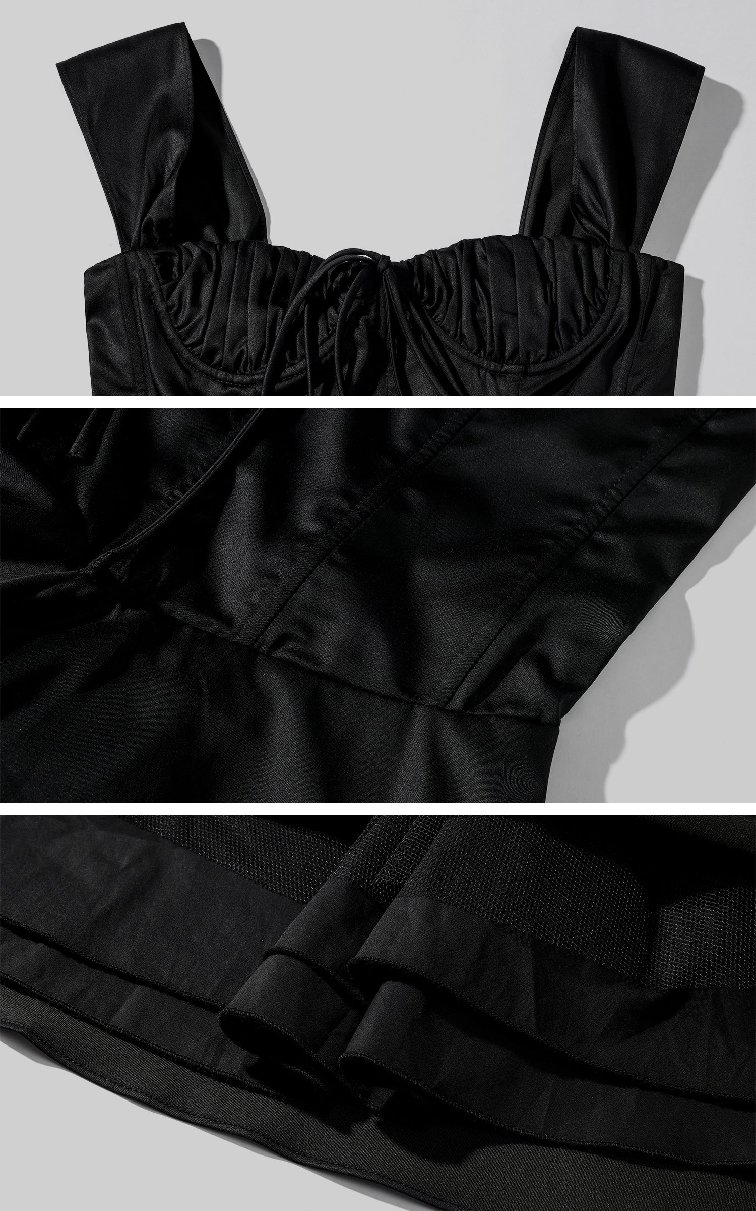 ROVENTE Off-Shoulder Satin Corset Midi Dress with Flared Skirt