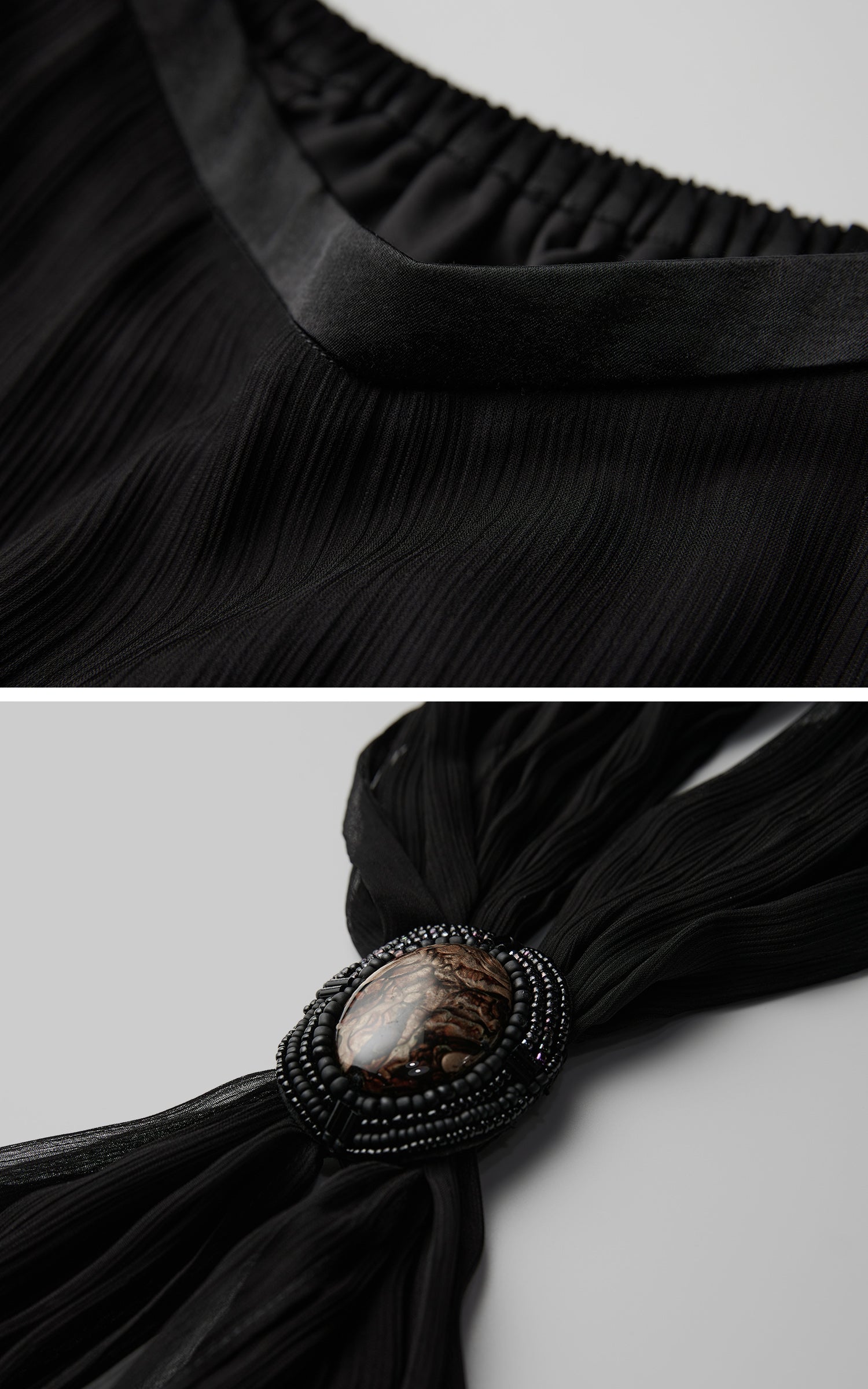 DOINDULGE Draped Maxi Skirt with Medallion