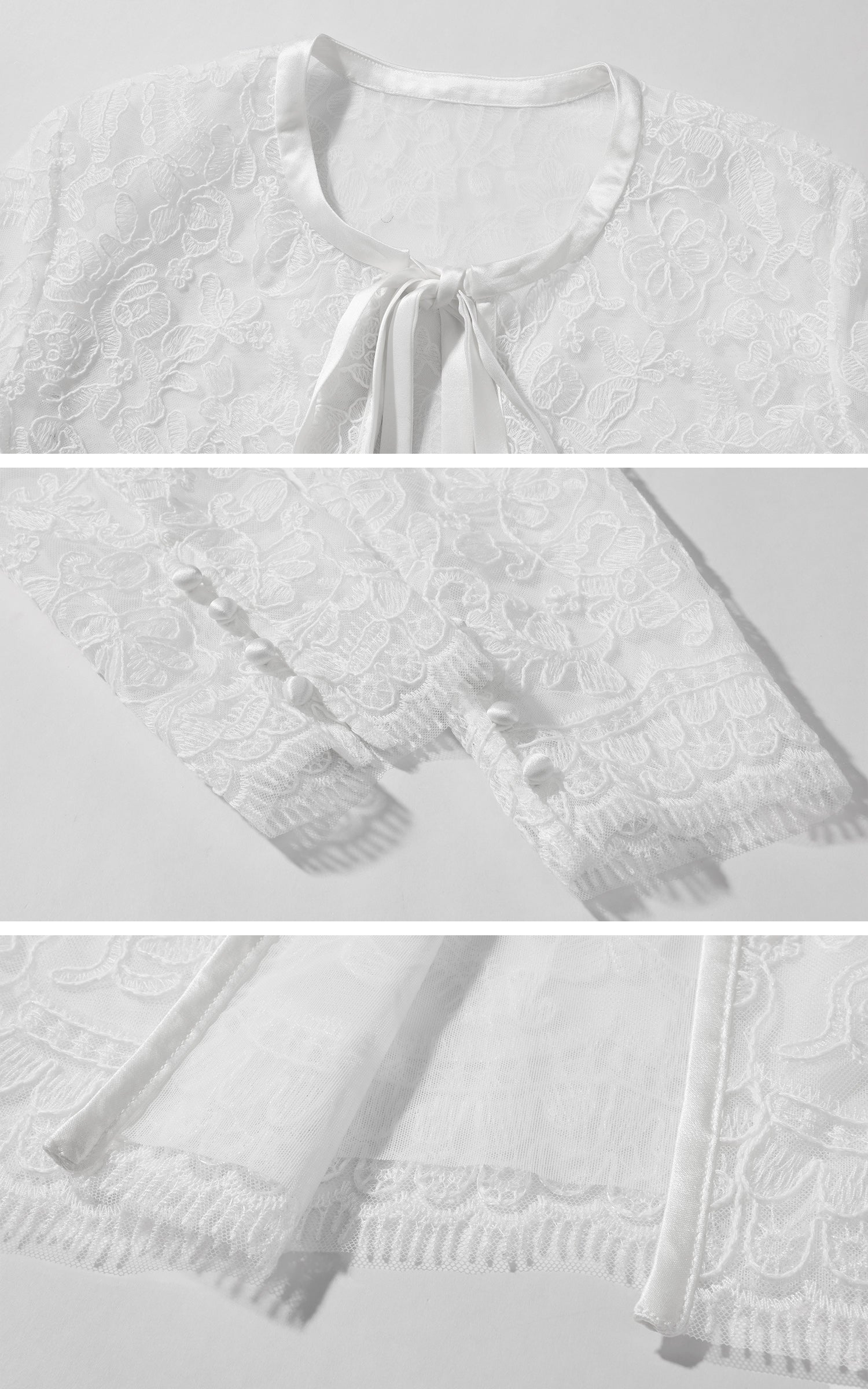 ROVENTE シアーレースタイフロントカーディガン