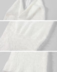 0122stepll Sheer Knit Top & Fuzzy Cowl Mini Dress Set