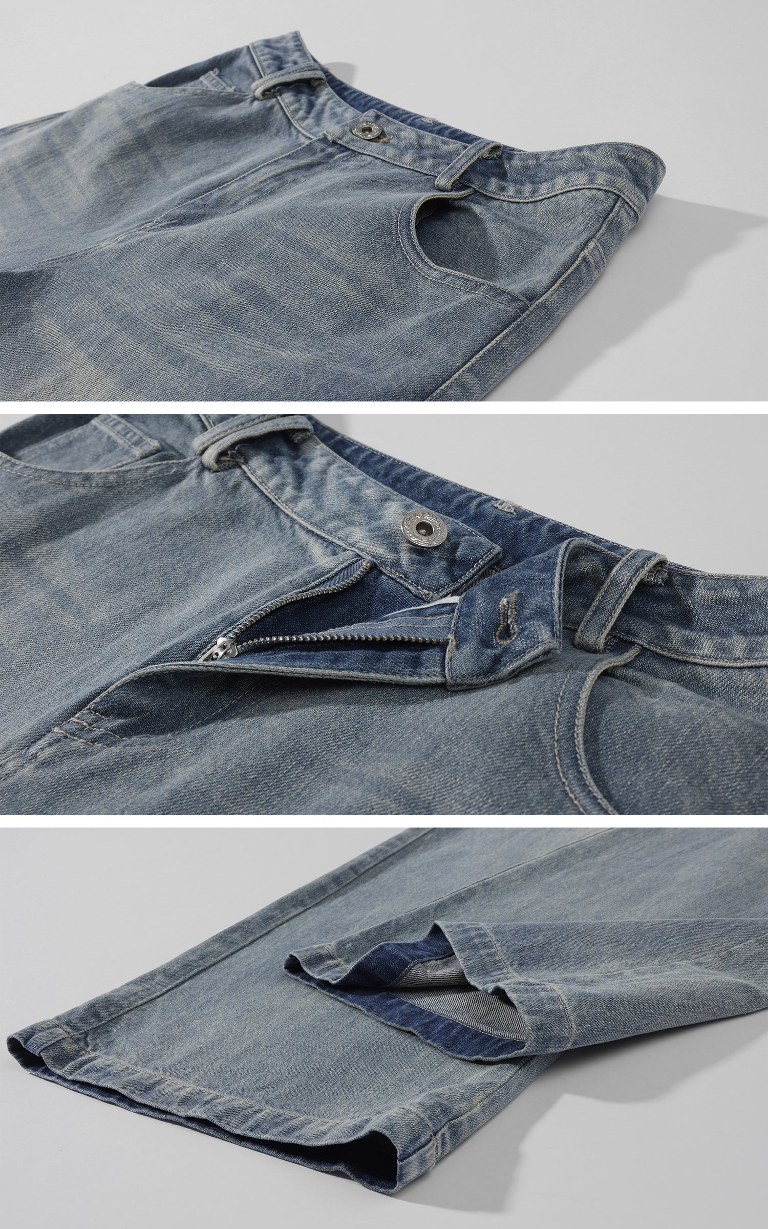 Rase le sol Veste en jean délavée &amp; Ensemble pantalon large