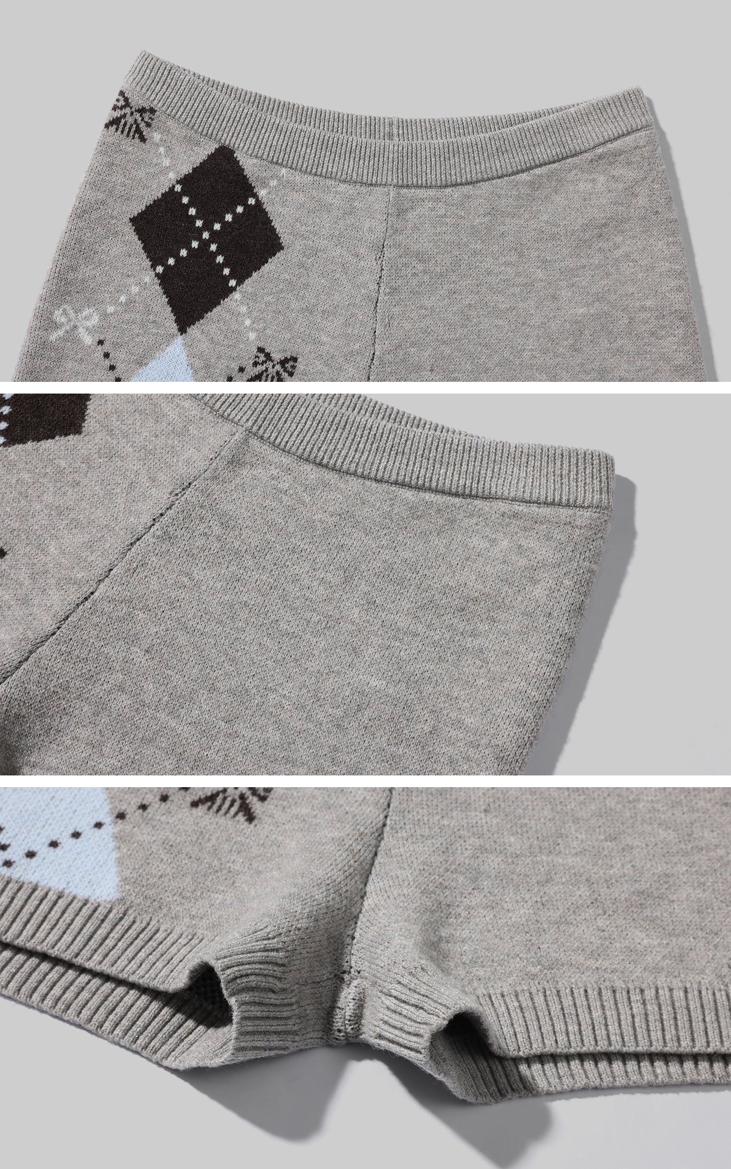 Rase le sol 아가일 니트 세트: 크롭 가디건 &amp; 미니 쇼츠