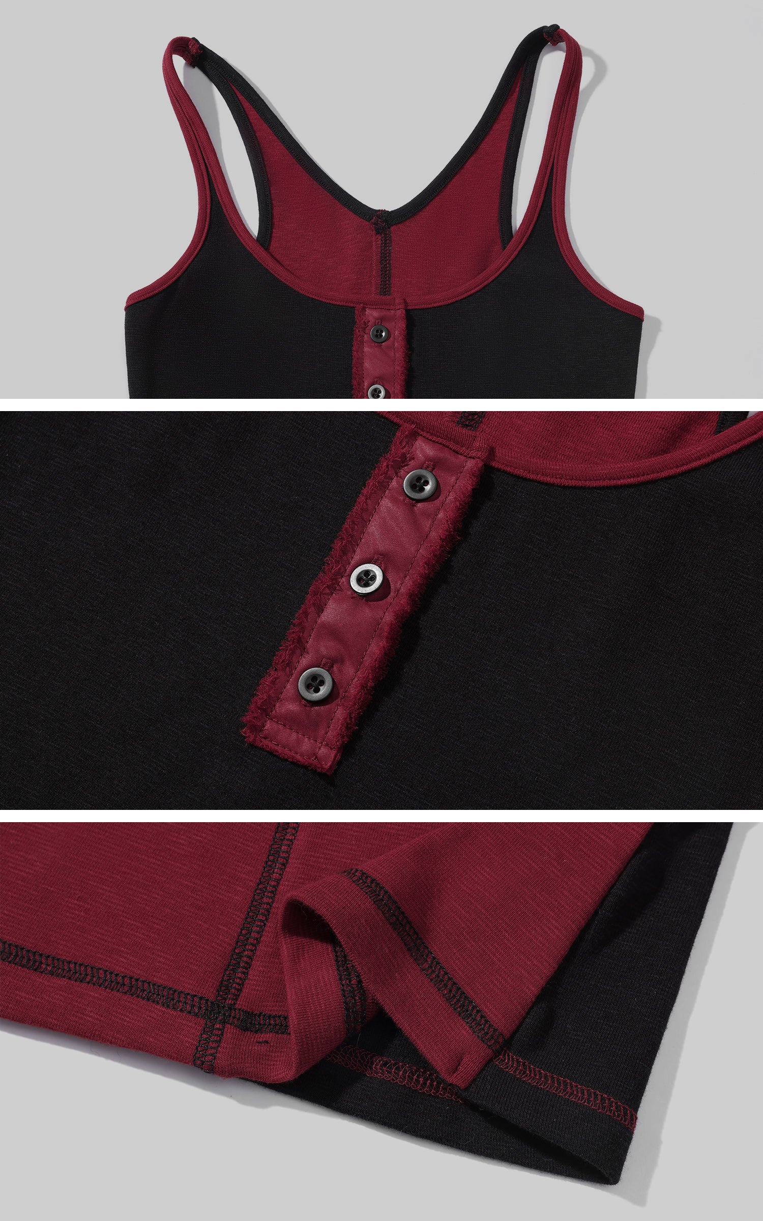 Low pixel Contrast Trim Buttoned Fitted Tank Top