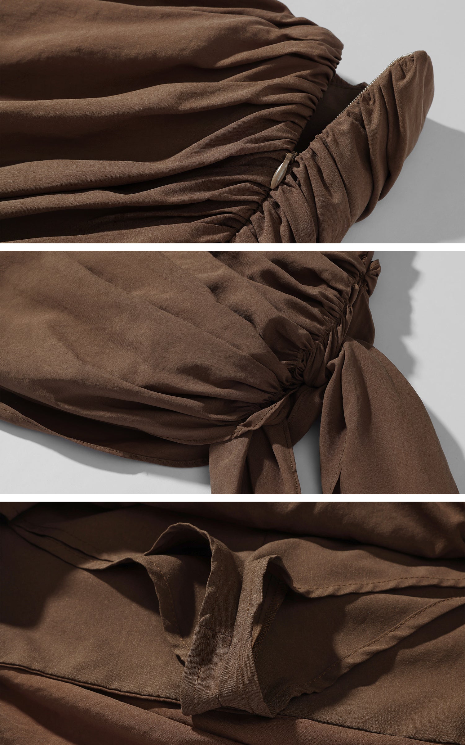 ROVENTE Draped Mini Skirt with Side Tie and Long Flowing Sash