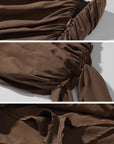 ROVENTE Draped Mini Skirt with Side Tie and Long Flowing Sash
