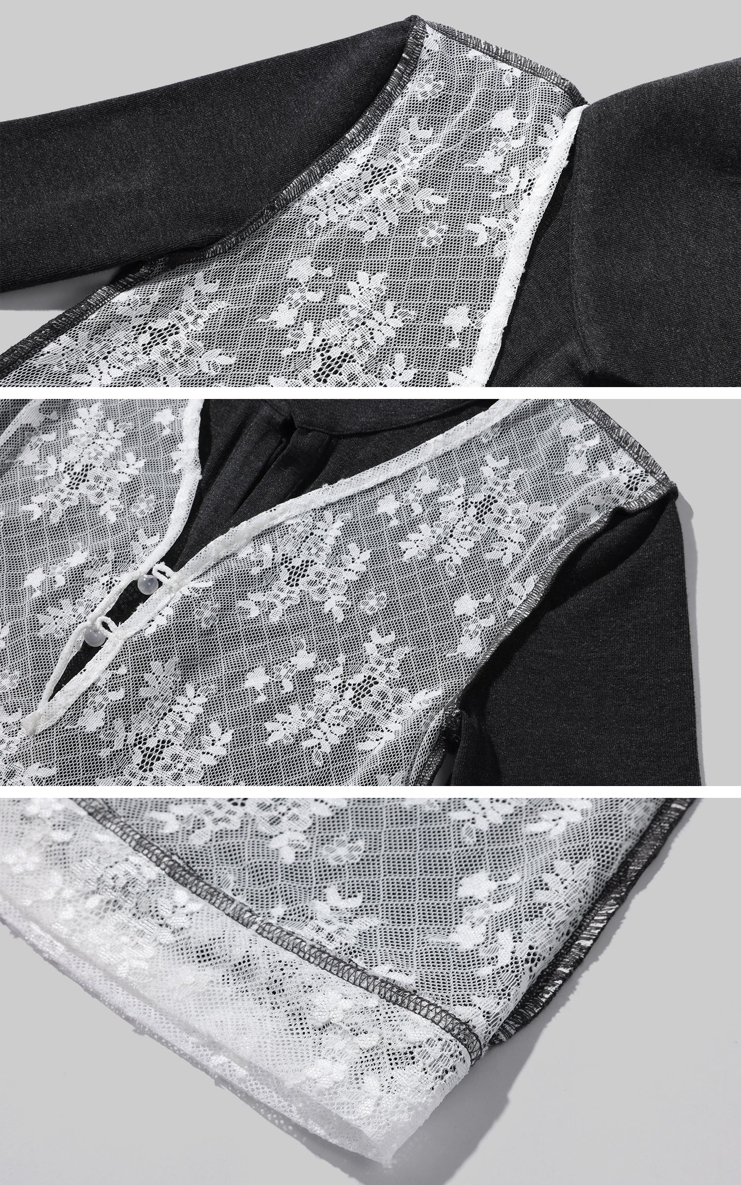 Rase le sol Haut ajusté à empiècements en dentelle superposée