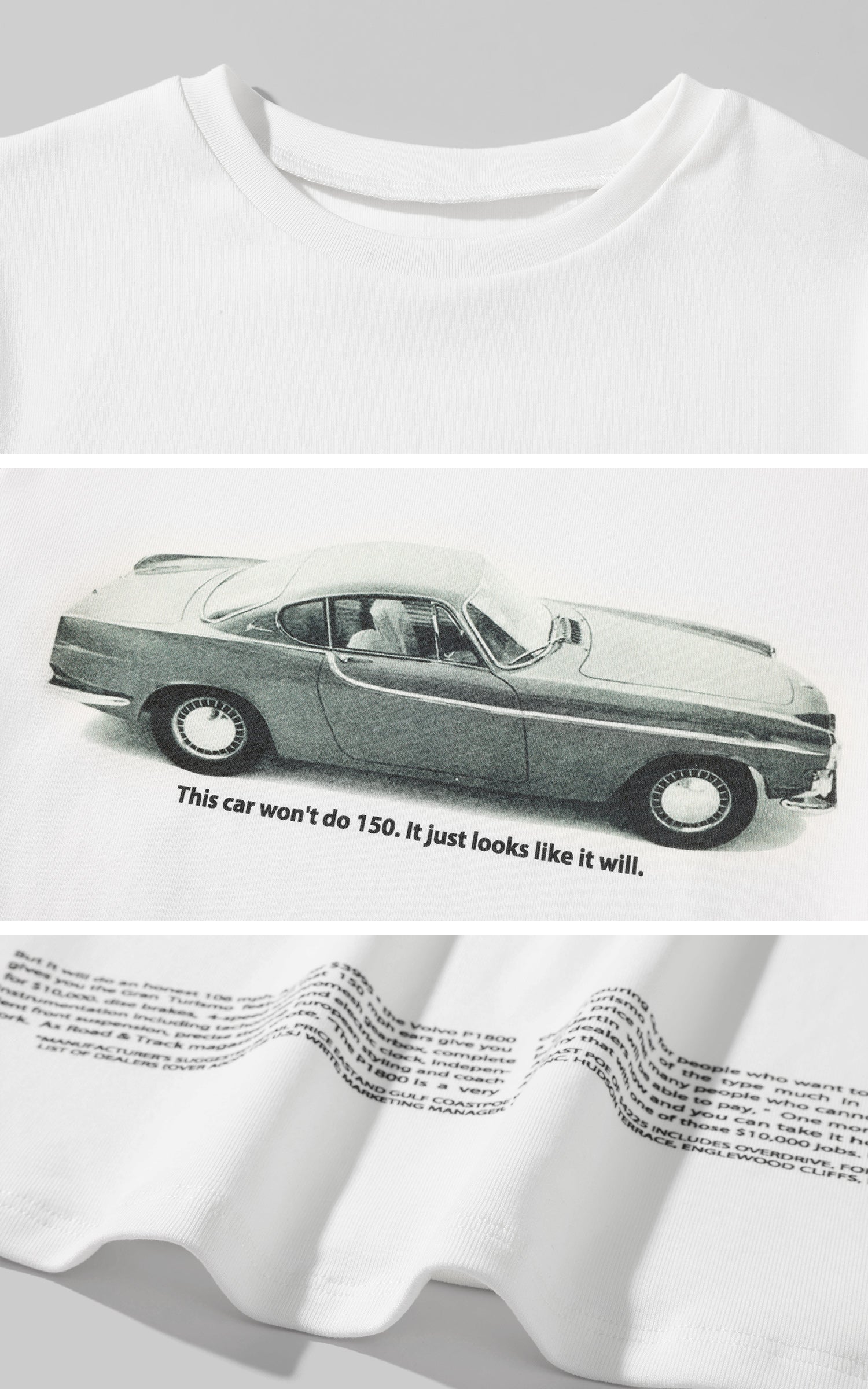 ROVENTE Vintage Car Graphic Baby Tee with Fitted Silhouette and Printed Text