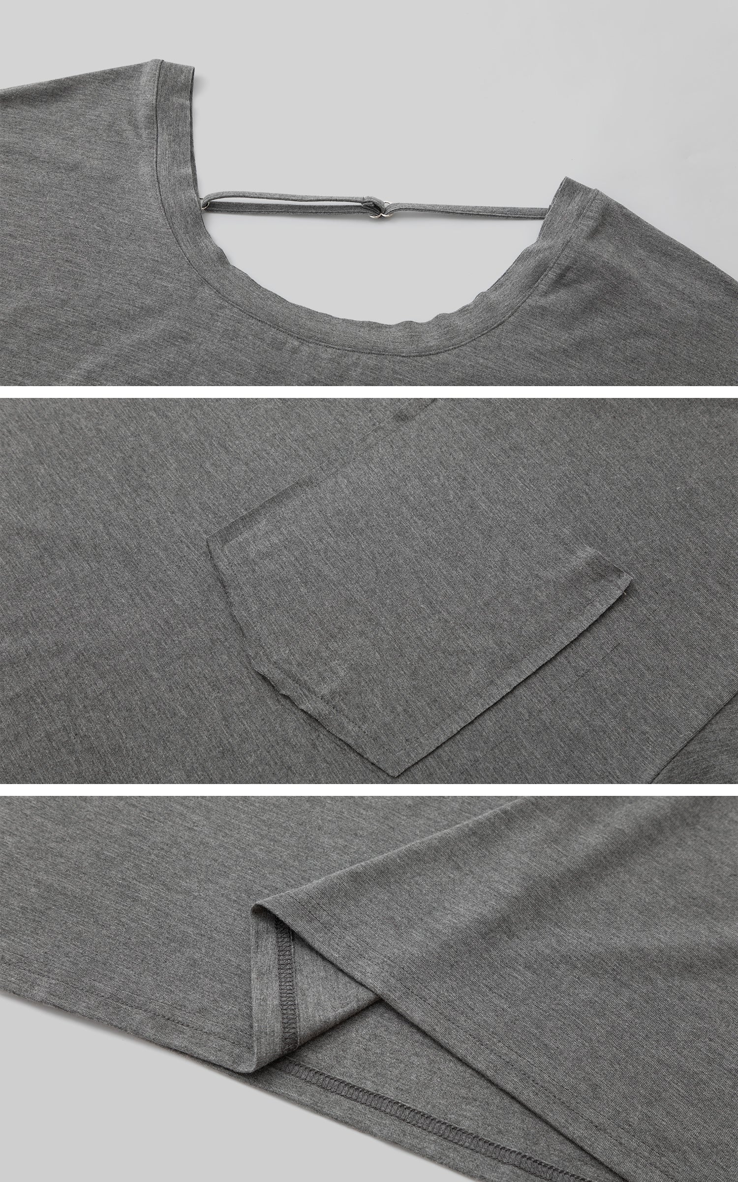 IAMXIAA Asymmetric Strap Slouchy Long Sleeve Top Casual Streetwear Pocket Tee