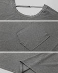 IAMXIAA Asymmetric Strap Slouchy Long Sleeve Top Casual Streetwear Pocket Tee