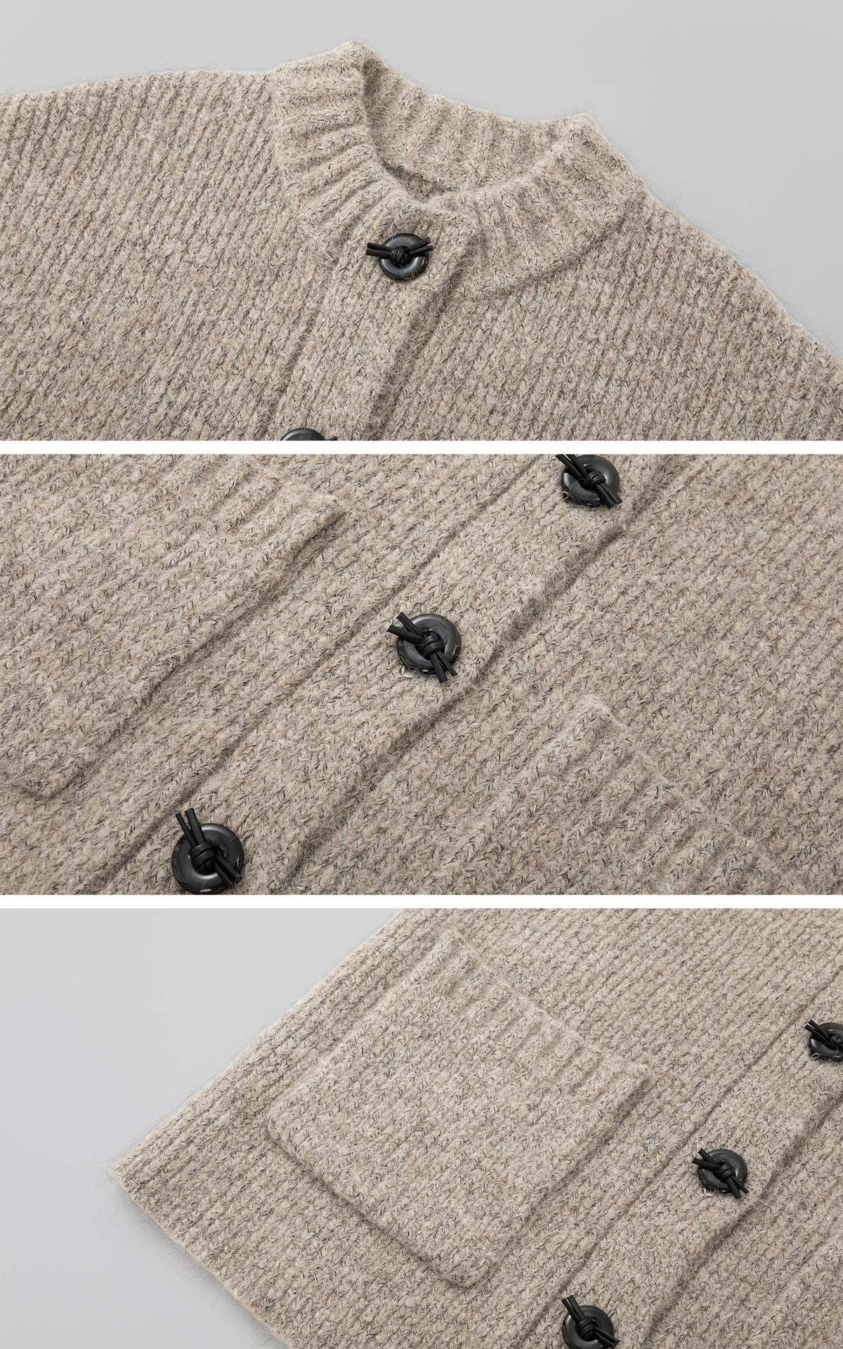 IAMXIAA Cardigan Boutonné Oversize en Maille Chinée avec Poches Plaquées