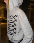 0122stepll Braided Loop Graphic Cropped Zip-Up Hoodie