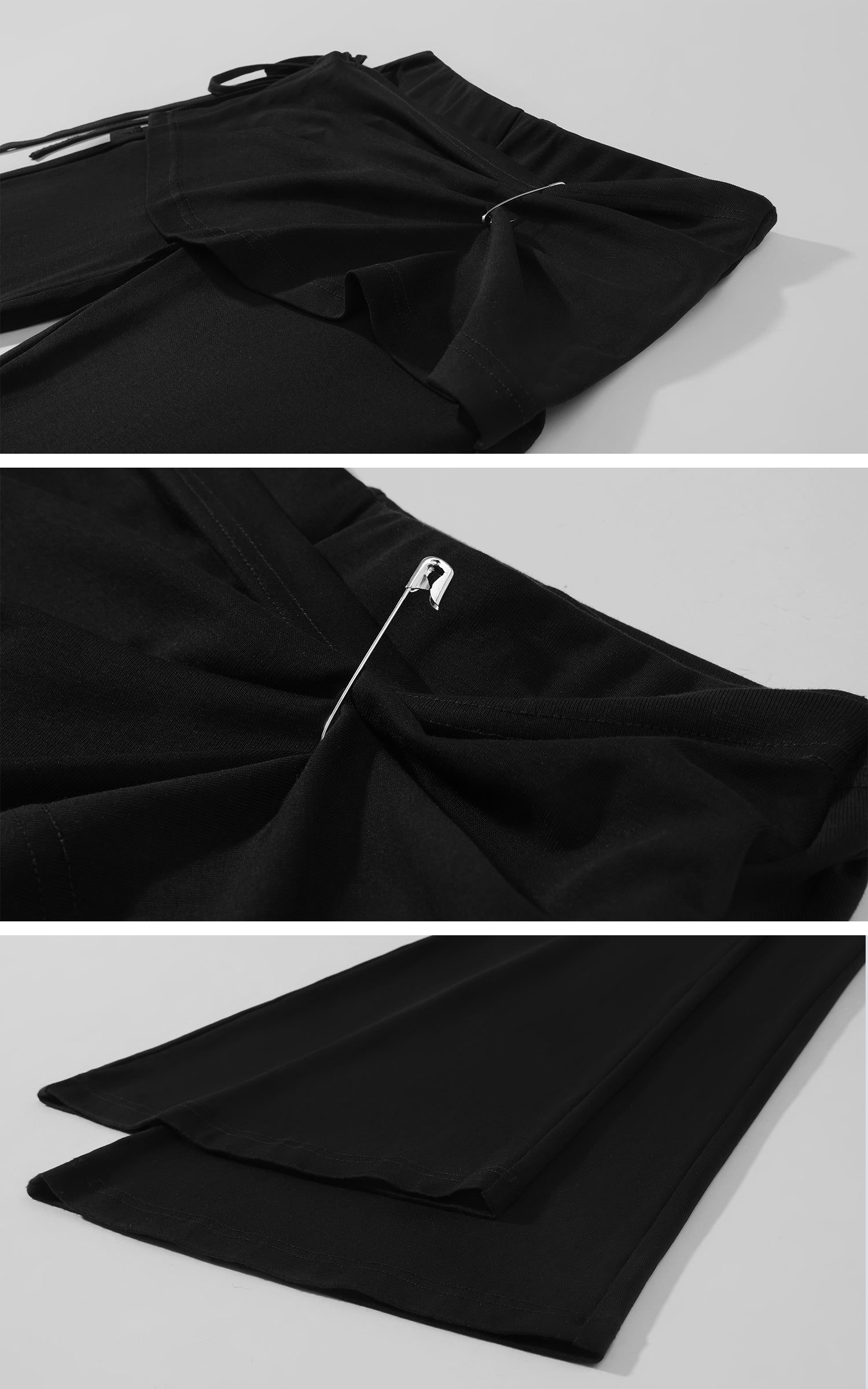 Rase le sol Asymmetric Draped Pin-Detail Flared Pants