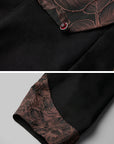 DOINDULGE Wide-Legged High-Waisted Pants with Leaf-Pattern Detail
