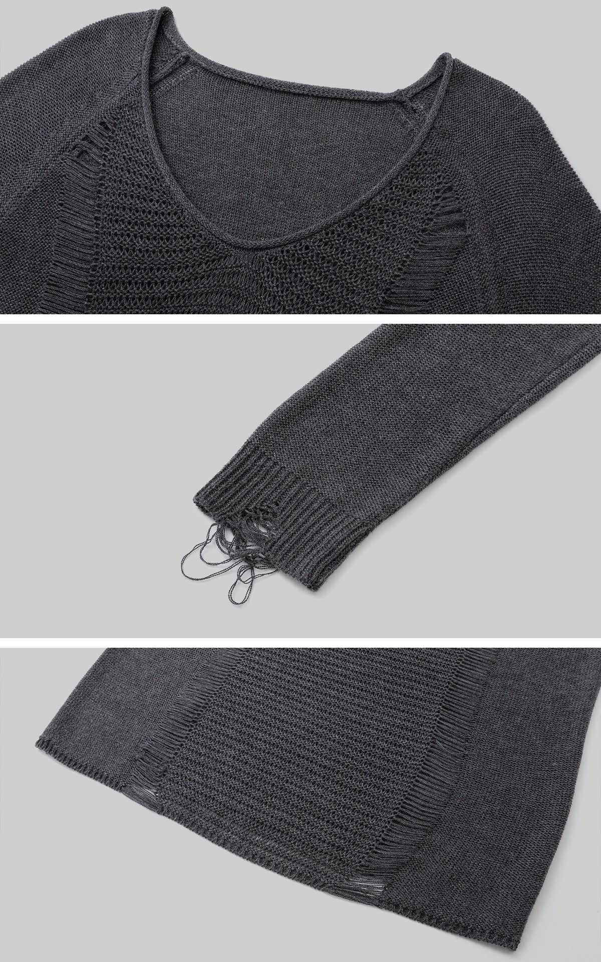 IAMXIAA Distressed Open Knit Oversized Sweater