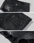 Rase le sol Distressed Studded Low-Rise Denim Shorts