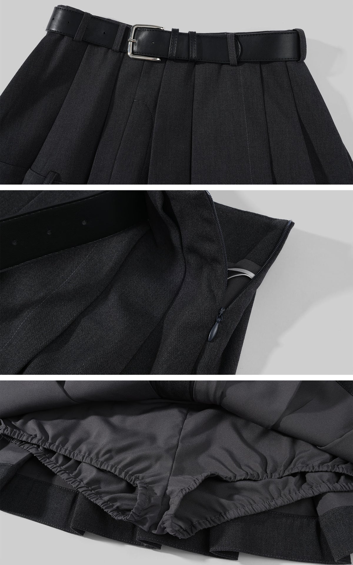 WARDEN EDGE Low-Rise Belted Pleated Mini Skirt