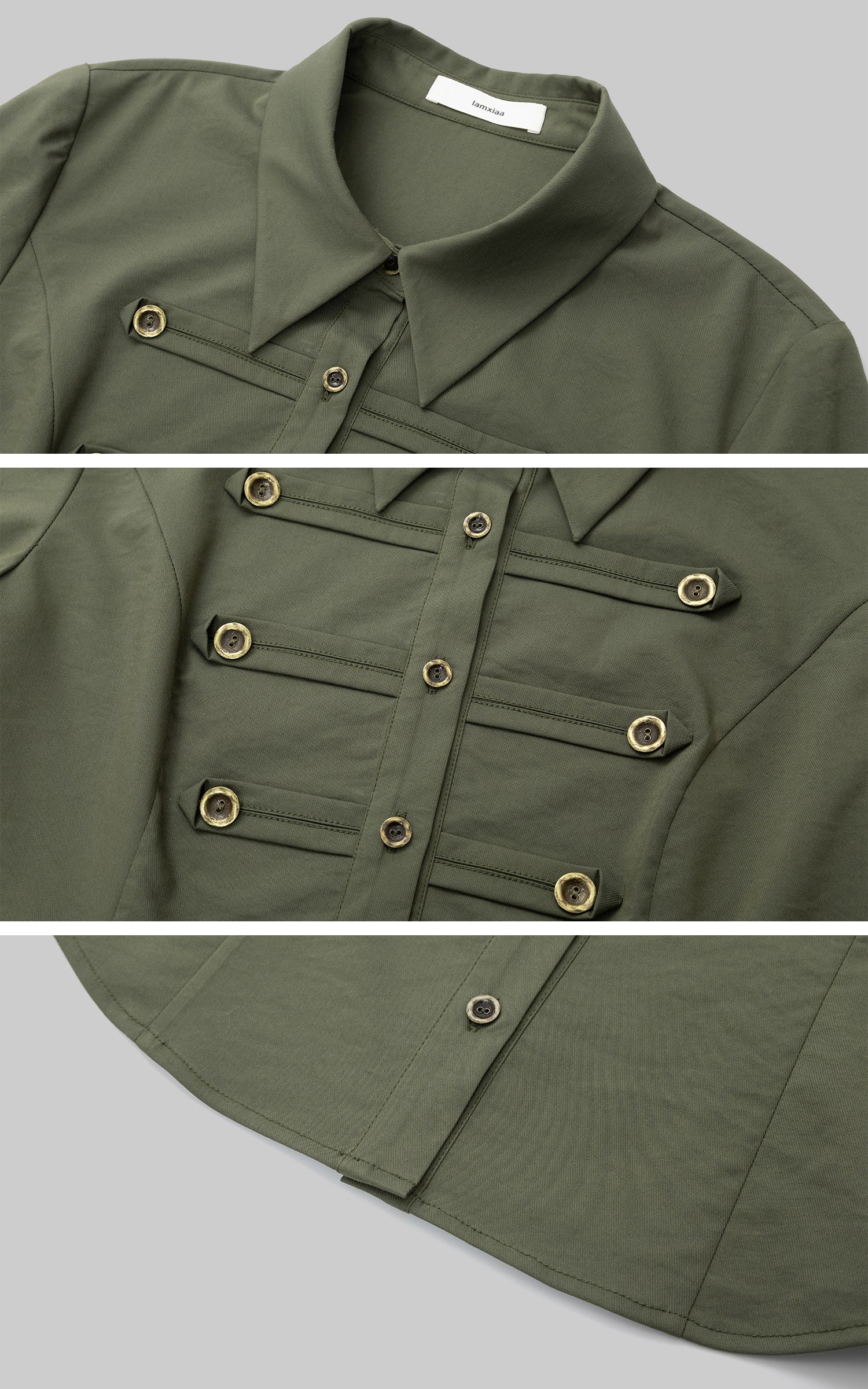 IAMXIAA Chemise ajustée utilitaire à boutons olive