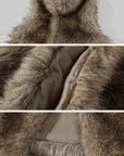Hydrae Gilet sans manches en fausse fourrure volumineuse avec col montant oversize, fermeture à crochets dissimulée et silhouette décontractée