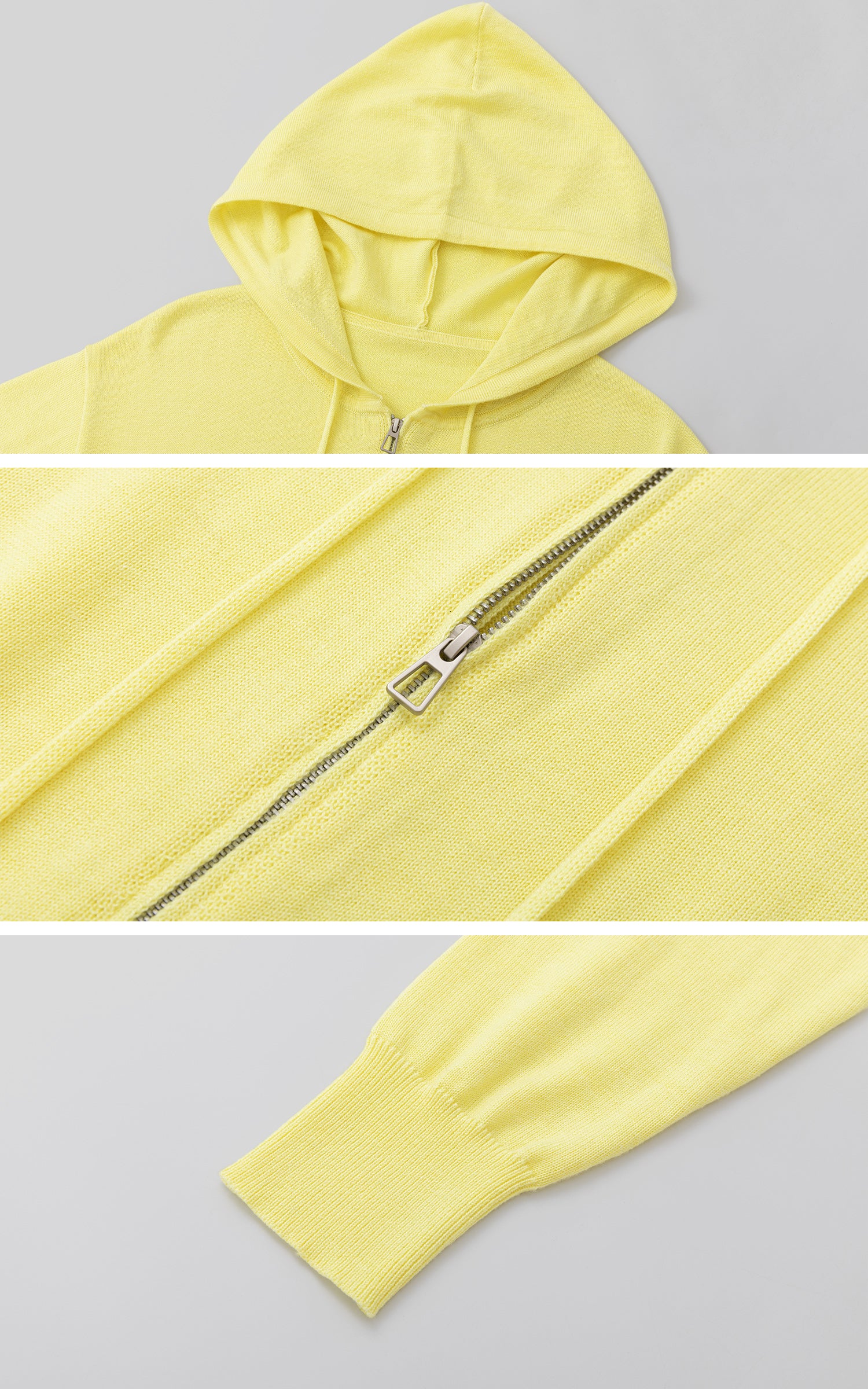 IAMXIAA Butter Yellow Knit Zip-Up Hoodie